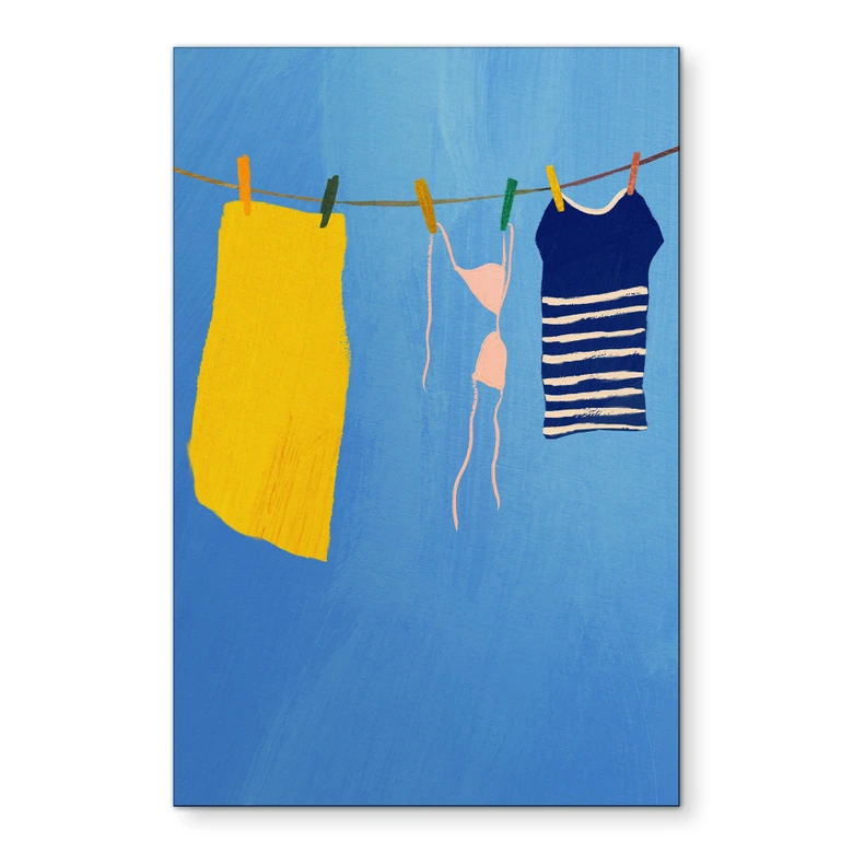 Wandbild Sommerwäsche unter blauem Himmel - Rivers - Alu-Dibond 
