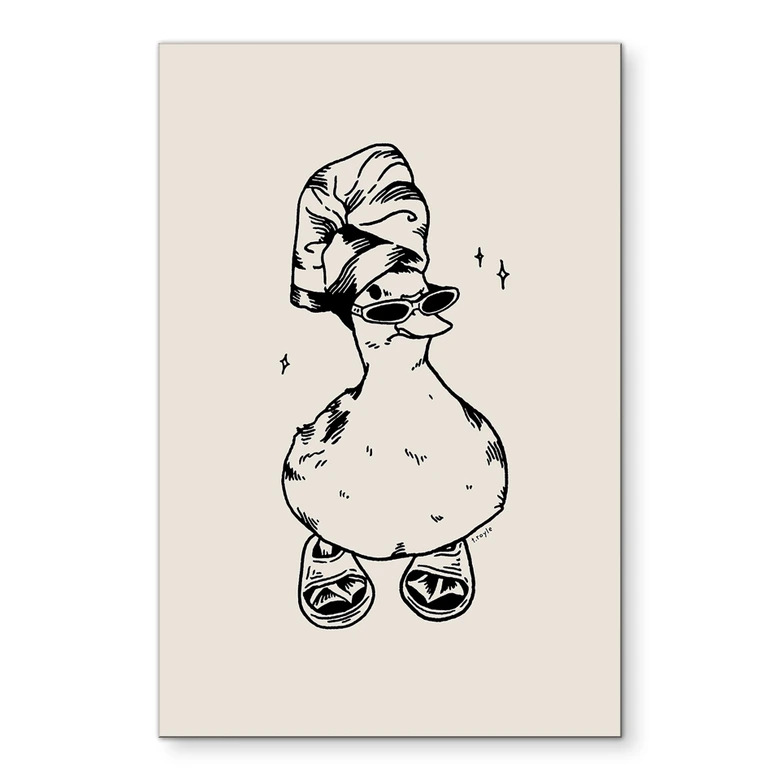 Wandbild Coole Spa-Ente mit Sonnenbrille - Royle - Alu-Dibond 