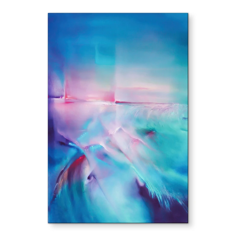 Wanddecoratie aurora borealis in turquoise en paars - Schmucker - Alu-Dibond 