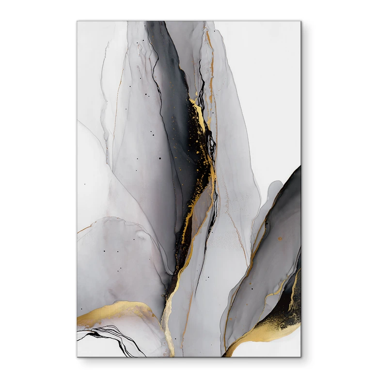 Wanddecoratie Abstracte compositie in goud en grijs - Shelest - Alu-Dibond 
