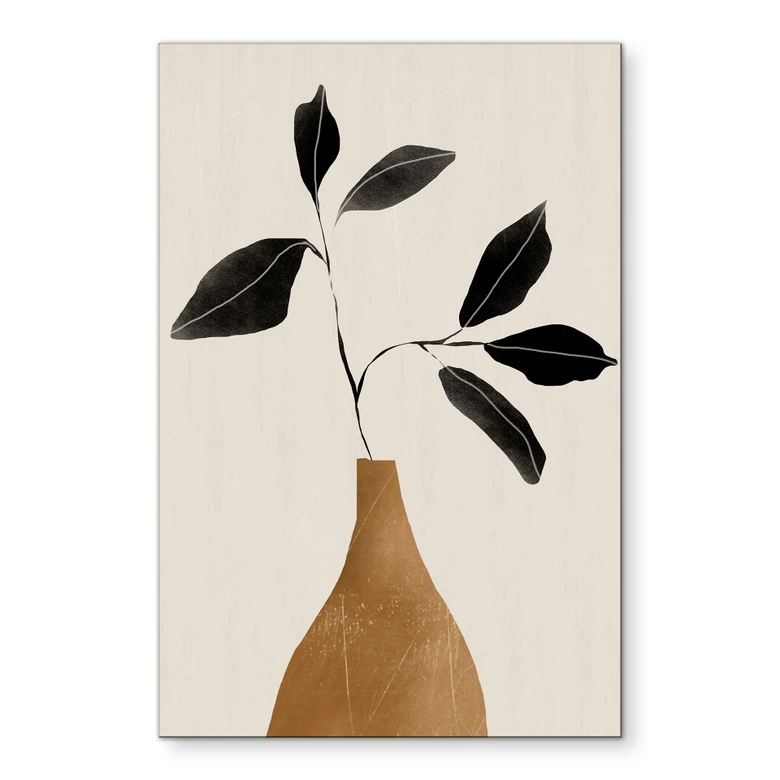 Wandbild Zweig in goldener Vase - ThingDesign - Alu-Dibond 