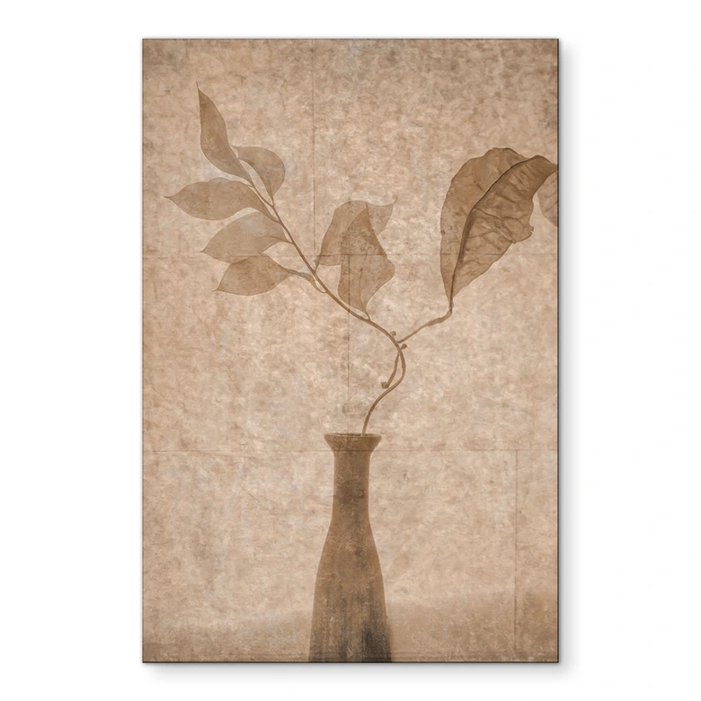 Wandbild Stillleben mit herbstlichen Blättern in Beige - Tokarev - Alu-Dibond 