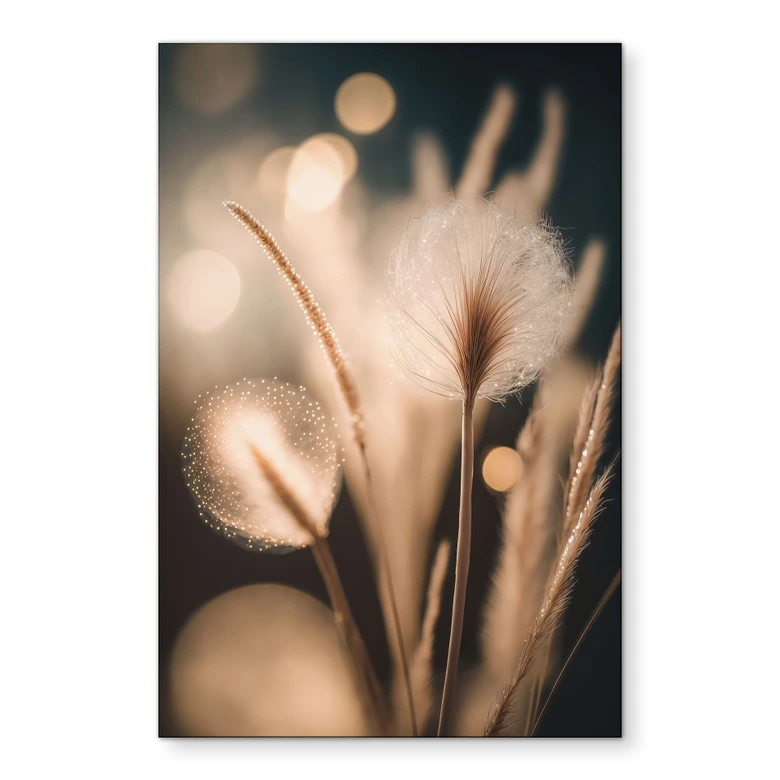 Wanddecoratie Boho grassen in gouden licht - Aluminium Dibond - Treechild 
