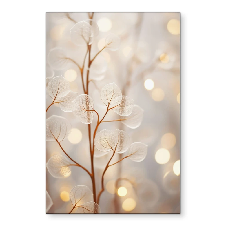 Wandbild Filigrane Blätter Beige - Alu-Dibond - Treechild 