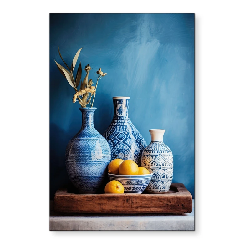Wandbild Stillleben mit Vasen und Zitronen - Treechild - Alu-Dibond 