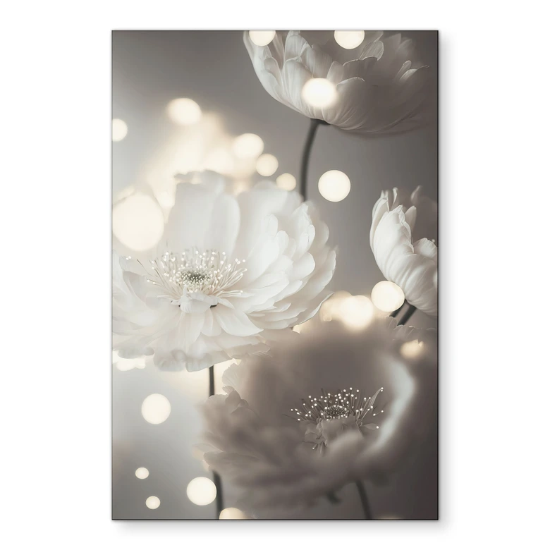 Fototapet Hvide blomster i et hav af lys - Treechild - Aluminium dibond  
