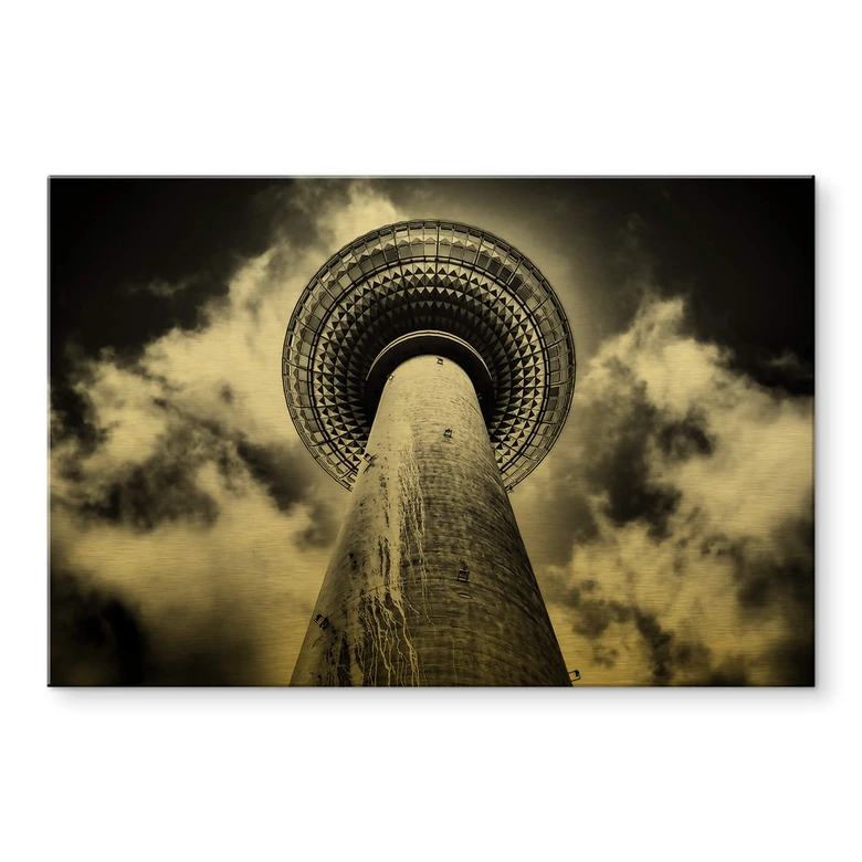 Alu-Dibond mit Goldeffekt Brown - Fernsehturm Berlin 