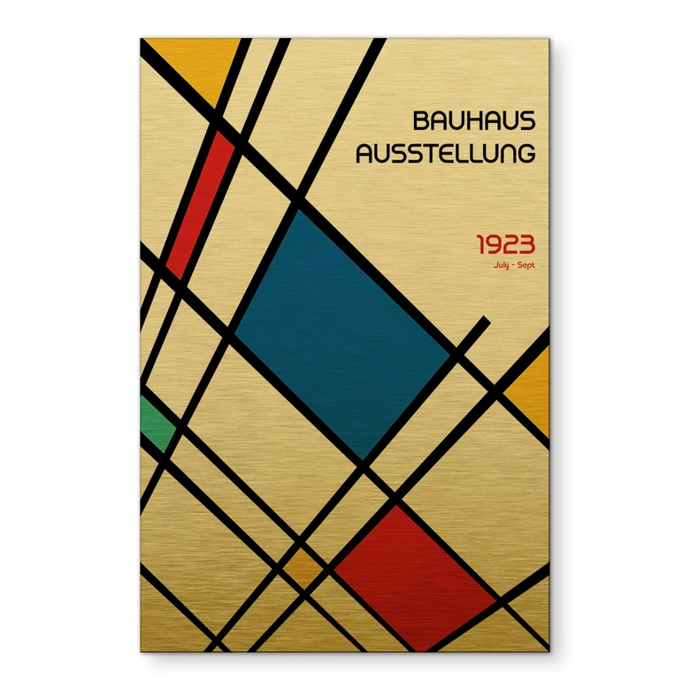 Wandbild mit Goldreffekt Retro Bauhaus Ausstellung 1923 - Retrodrome - Alu-Dibond 