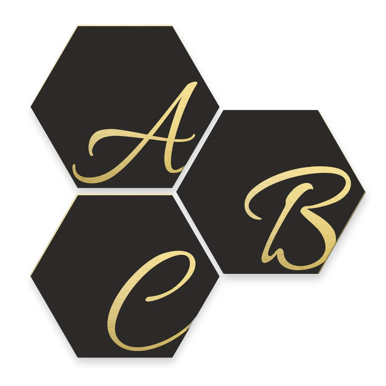 Hexagon Letters - alu-dibond gold effect 