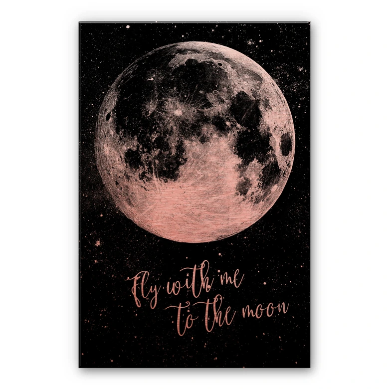 Tableau en alu-Dibond - Effet cuivre - Vole avec moi sur la lune 