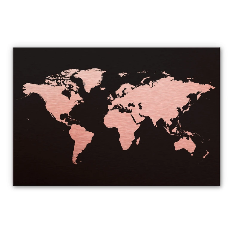 Aluminium Print Copper - Worldmap 02 