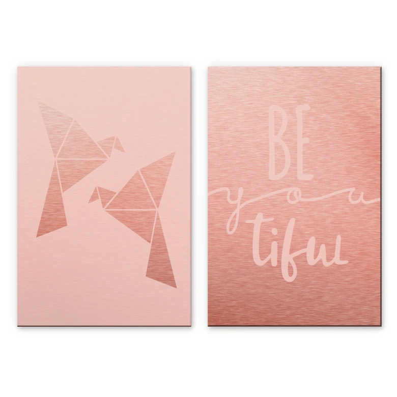 Alu-Dibond mit Kupfereffekt Be you tiful (2er Set) 