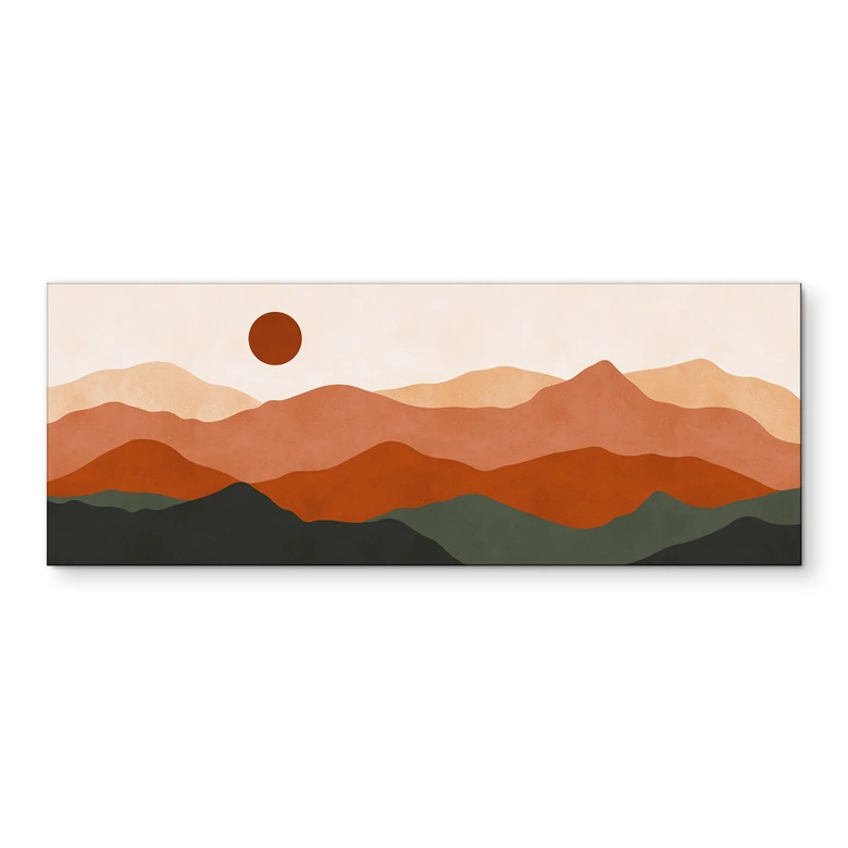 Wandbild Sanfte Hügel in der Abendsonne - Costa - Alu-Dibond Panorama 
