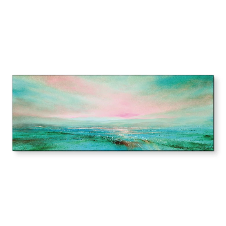 Wandbild Türkisfarbenes Meer im Abendlicht - Schmucker - Alu-Dibond Panorama 
