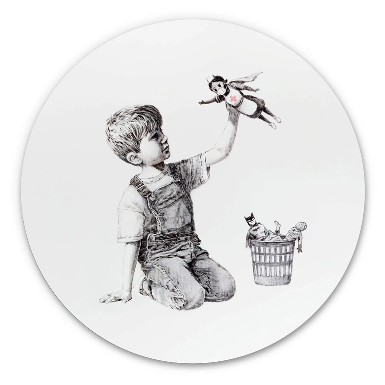 Alu-Dibond Banksy - Real Hero - Rund 