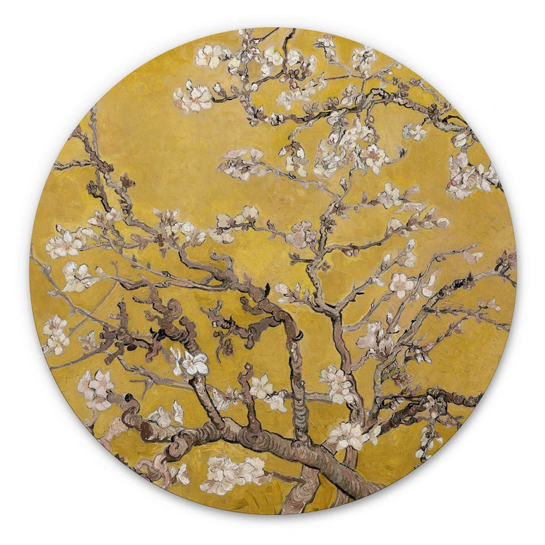 Alu-Dibond van Gogh - Mandelblüte Ocker - Rund 