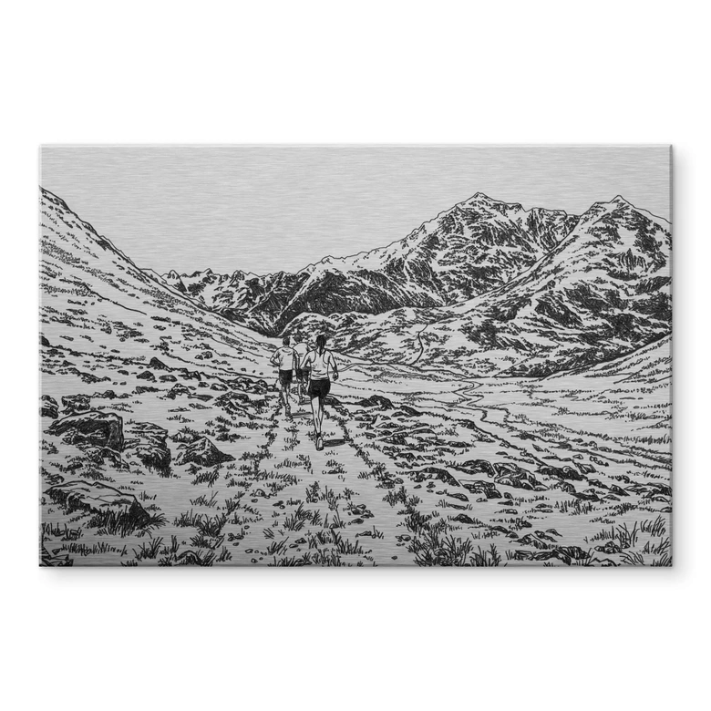 Tableau en alu-Dibond effet argenté Sparshott - Le sentier de randonnée 