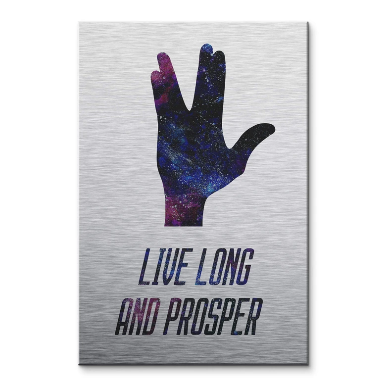 Alu-Dibond mit Silbereffekt Live long and prosper 