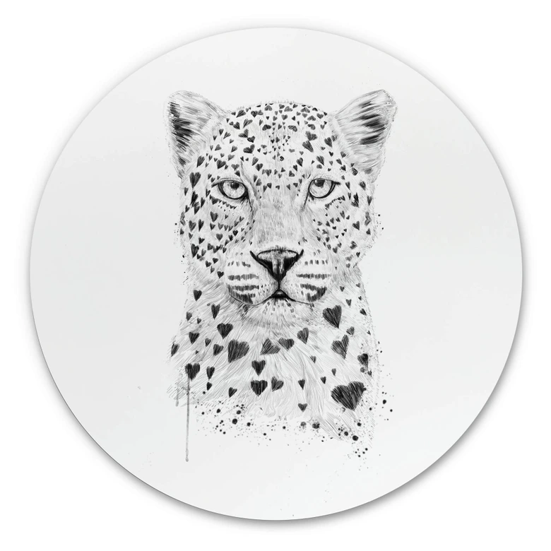Alu-Dibond Solti - Liebevoller Leopard - Rund 
