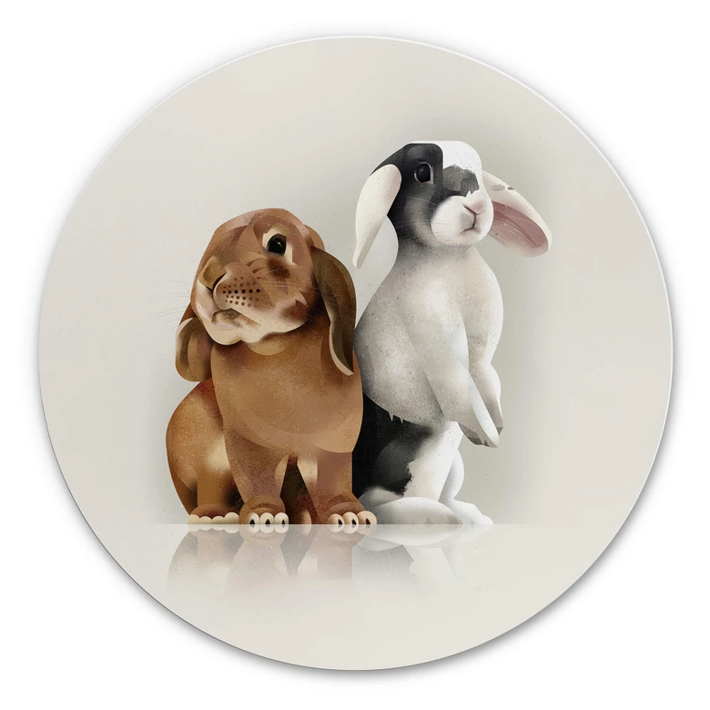 Alu-Dibond Braun - Bunny Love - Rund 