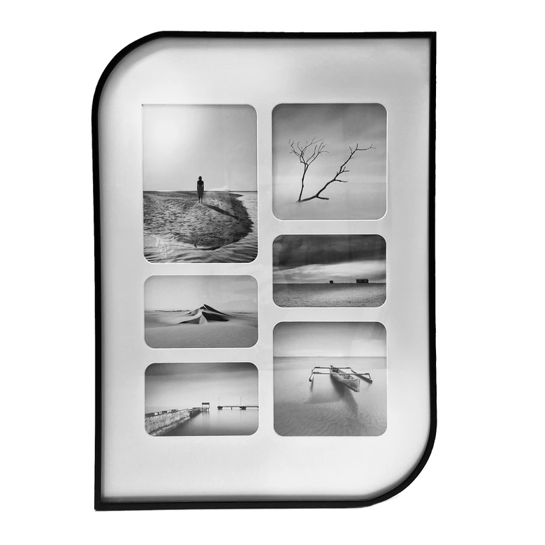 Aluminium Bilderrahmen Schwarz mit Passepartout - für 6 Fotos - 40,6 x 55,9 cm 