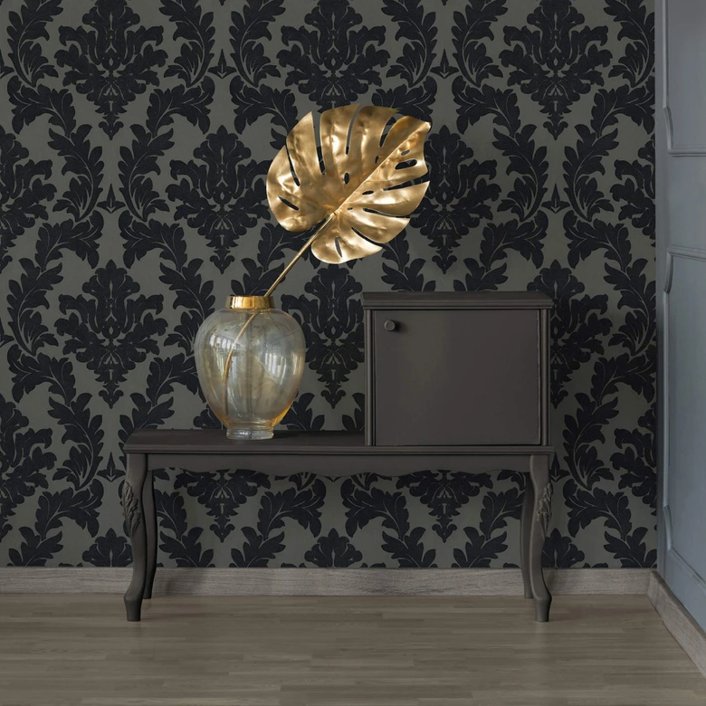 Architects Paper Castello papier peint floqué - argent, Noir 