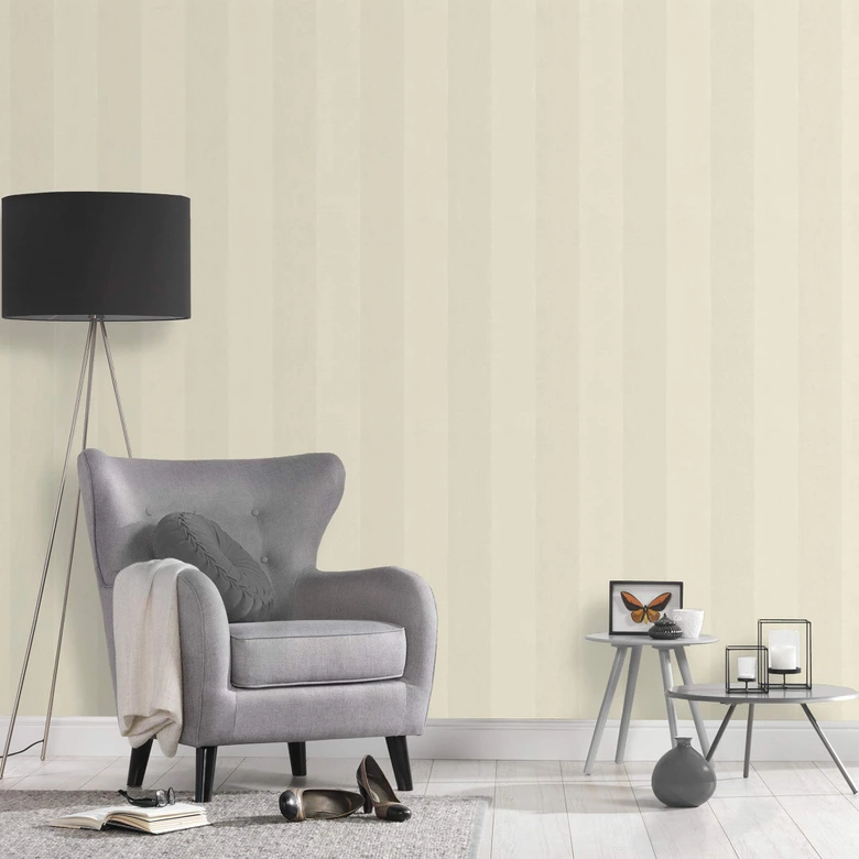 Architects Paper Castello papier peint floqué à rayures - Crème, Métallisé 