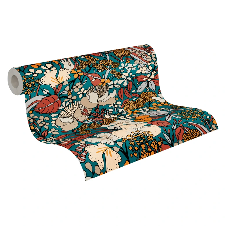 Architects Paper Vliestapete Floral Impression Blumentapete floral bunt, gelb, blau, orange, beige 
