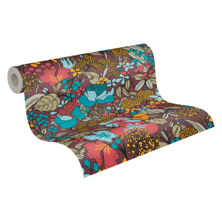 Architects Paper Vliestapete Floral Impression Blumentapete floral rot, blau, gelb, beige, schwarz 