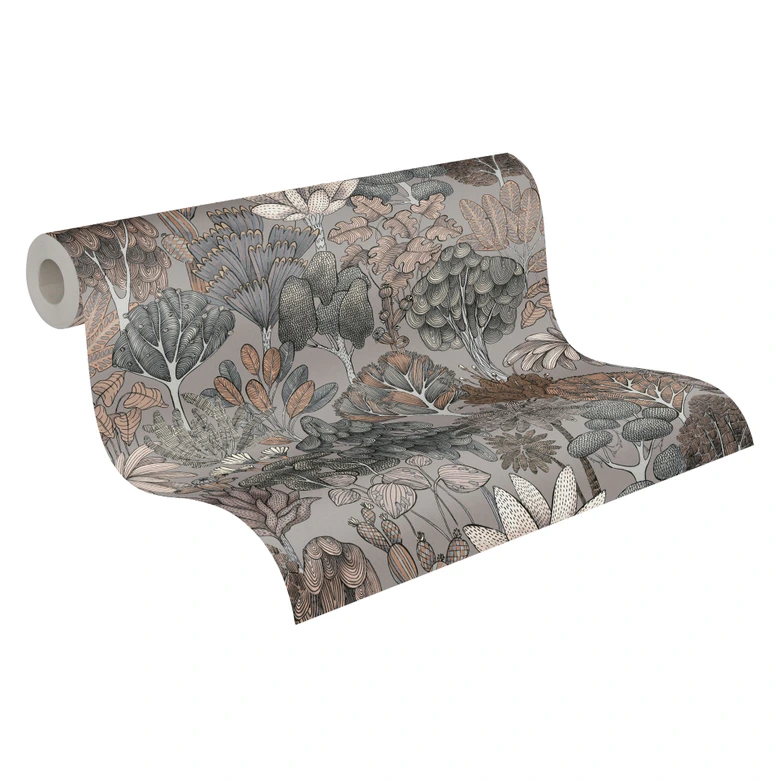 Architects Paper Floral Impression - Papier peint intissé jungle, gris 