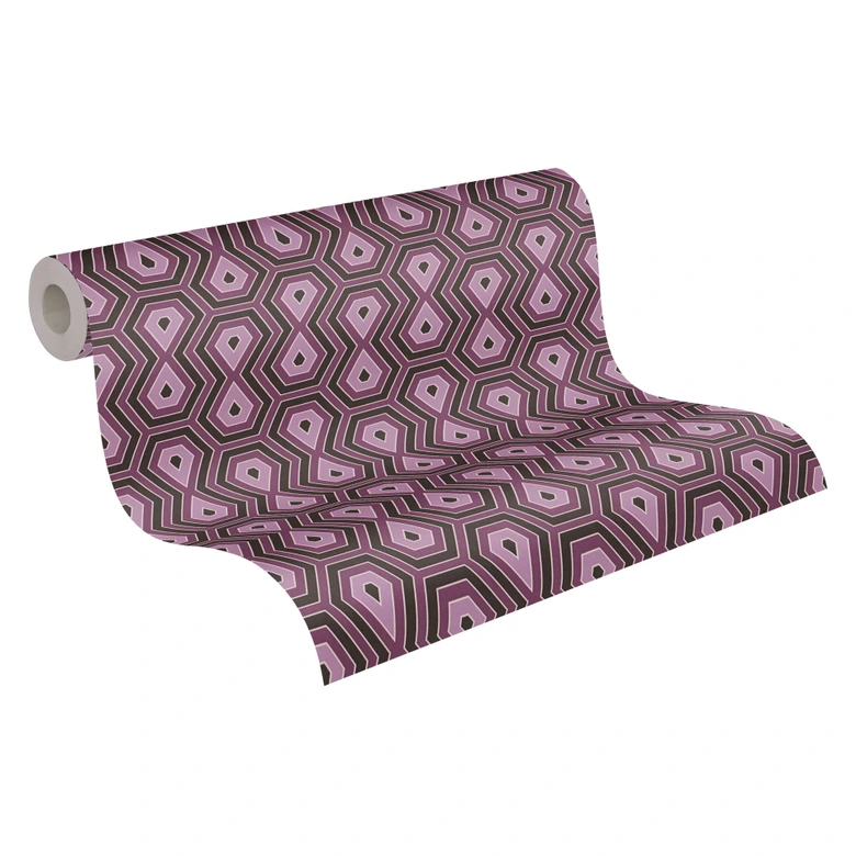 Architects Paper Vliestapete Jungle Chic Retrotapete geometrisch lila, schwarz 