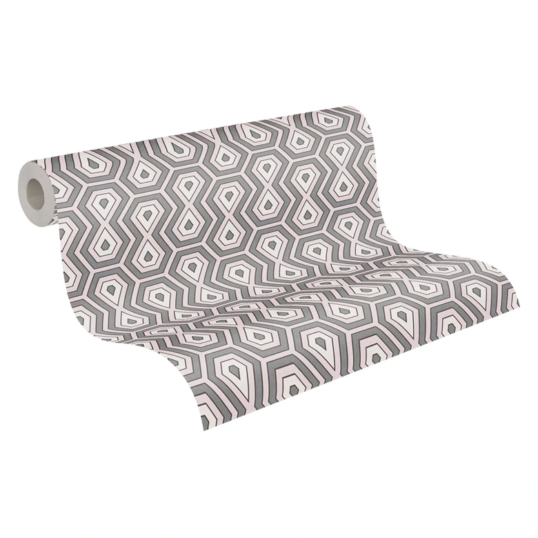 Architects Paper Vliestapete Jungle Chic Retrotapete geometrisch rosa, grau, weiß 