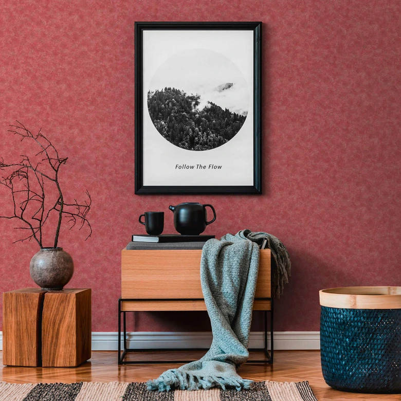 A.S. Creation non-woven tapet plain light textured unit wallpaper i rød 