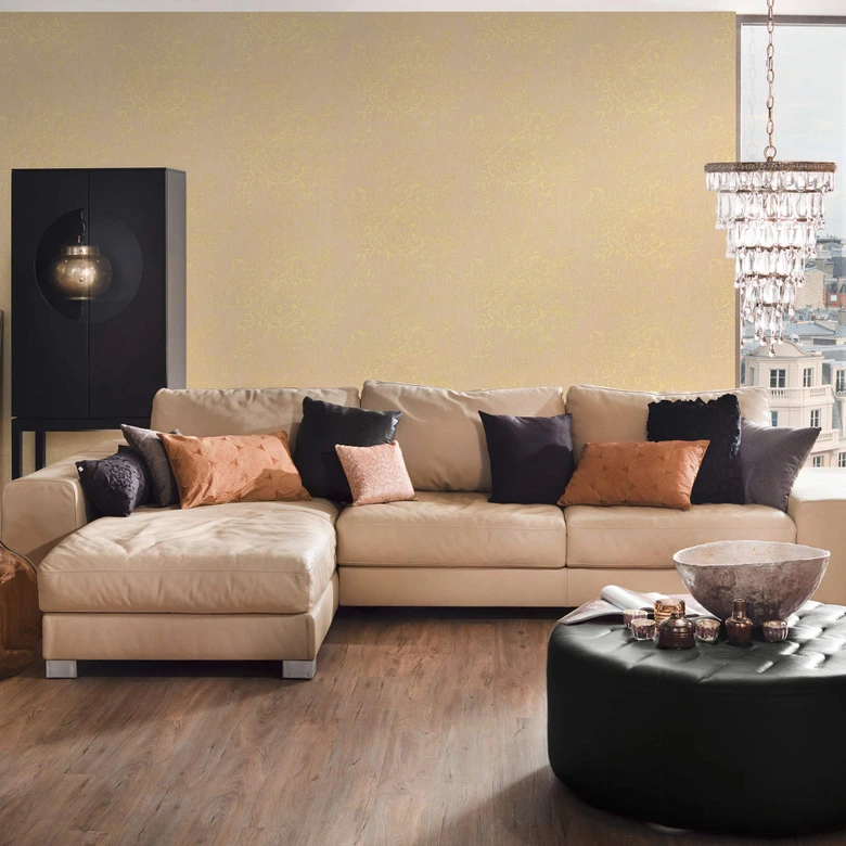 Architects Paper Metallic Silk Papier peint baroque, Or, Crème 