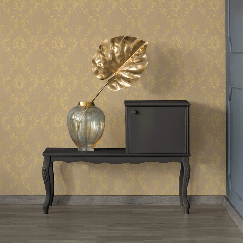 Architects Paper Metallic Silk Papier peint baroque, Or, Beige 