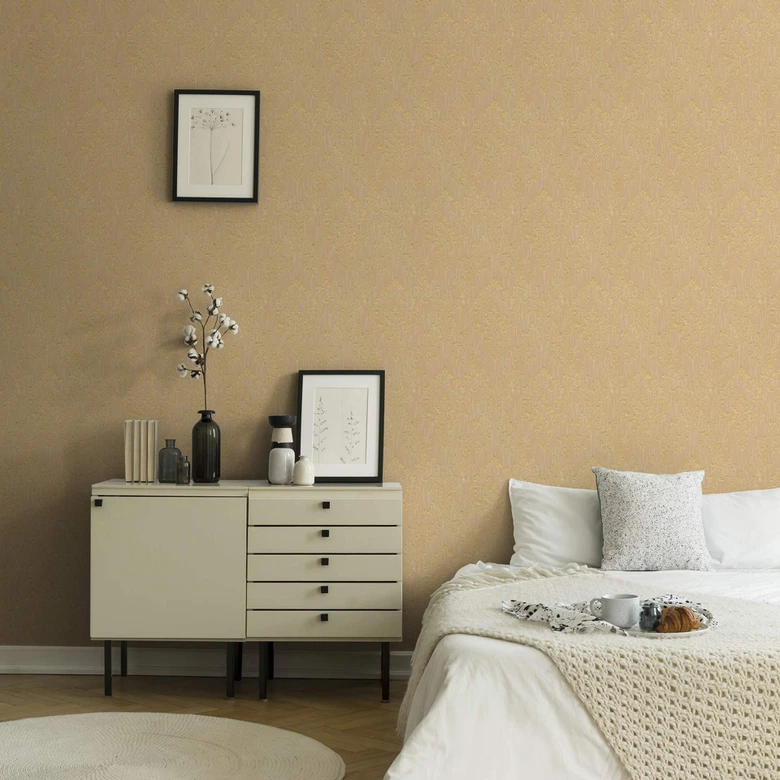 Architects Paper Metallic Silk Papier peint baroque, Or, Beige  