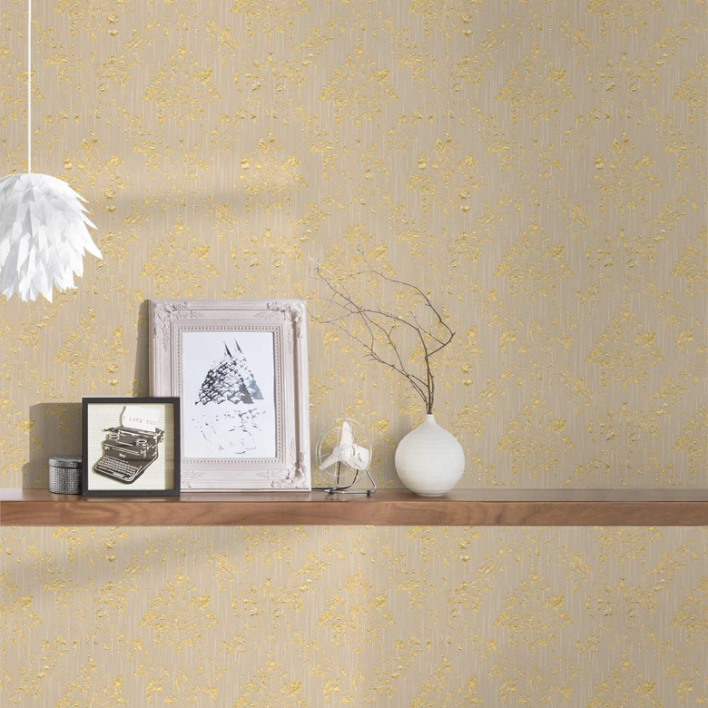 Architects Paper Textiltapete Metallic Silk Barocktapete mit Ornamenten beige, metallic 