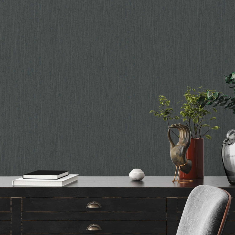 non-woven wallpaper black textile look - textile wallpaper with design  