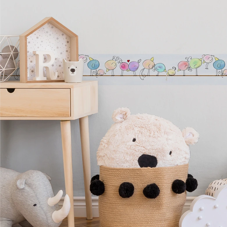 Lovely Kids selbstklebende Kinderzimmer Bordüre Funny Birds mit niedlichen Vögeln 