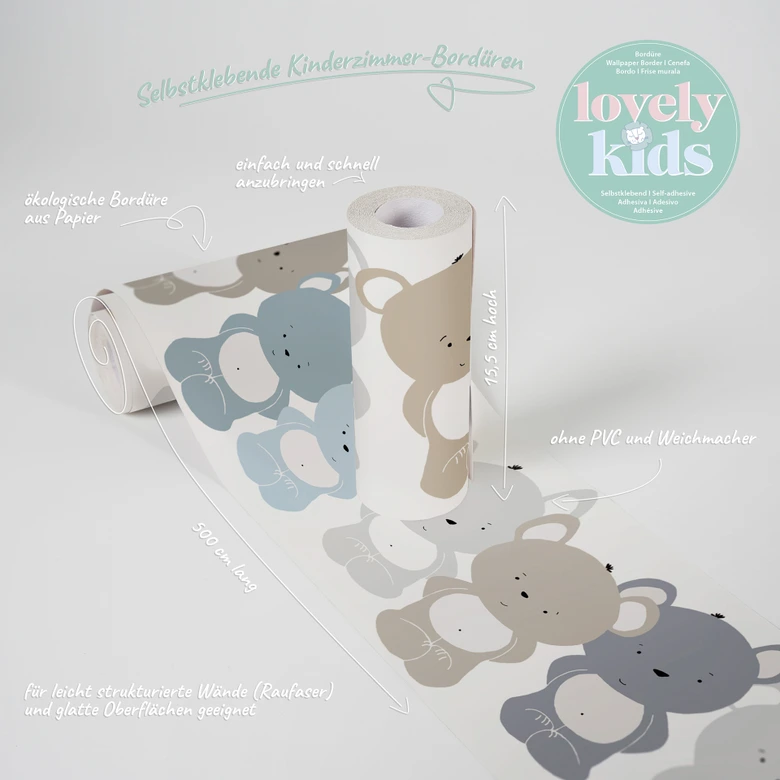 Lovely Kids selbstklebende Kinderzimmer Bordüre Cute Bears mit süßen Bären 