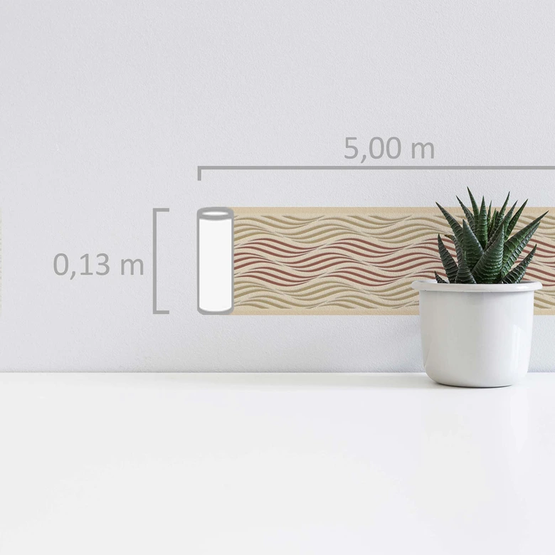 A.S. Création selbstklebende Bordüre Only Borders mit Wellen Muster beige, braun, metallic 