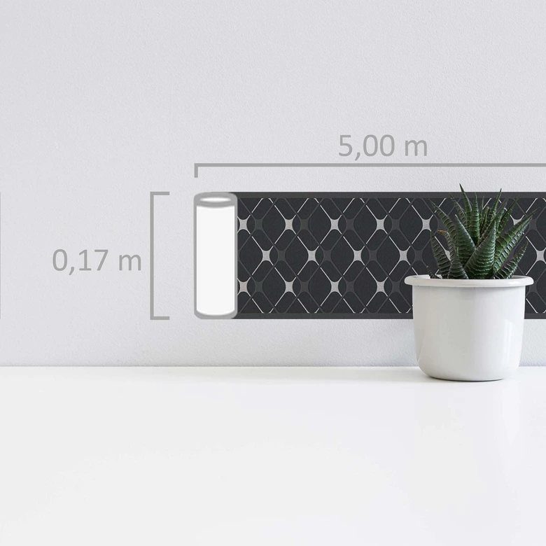 A.S. Création selbstklebende Bordüre Only Borders grafisch grau, metallic, schwarz 