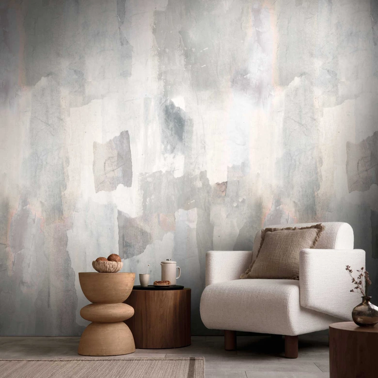 Fotobehang in beige grijs - design behang in aquarel look - Vliesbehang 