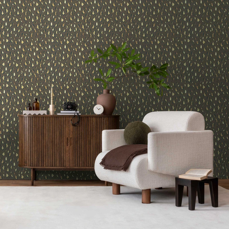 Leoparden-Tapete Dunkelbraun Beige Schwarz – Animal Print – Vliestapete modern 