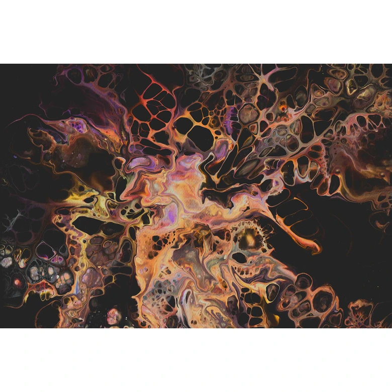 Livingwalls Fototapete ARTist Acryl abstrakte Kunst orange, rosa, schwarz 