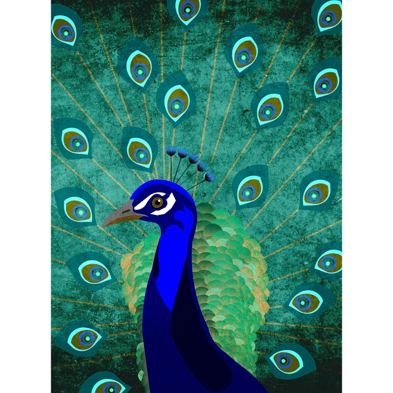 Livingwalls Fototapete ARTist Peacock mit Pfau blau, grün 