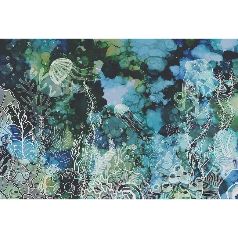 Livingwalls Fototapete ARTist Underwater Colour Unterwasser Welt blau, grün, türkis 