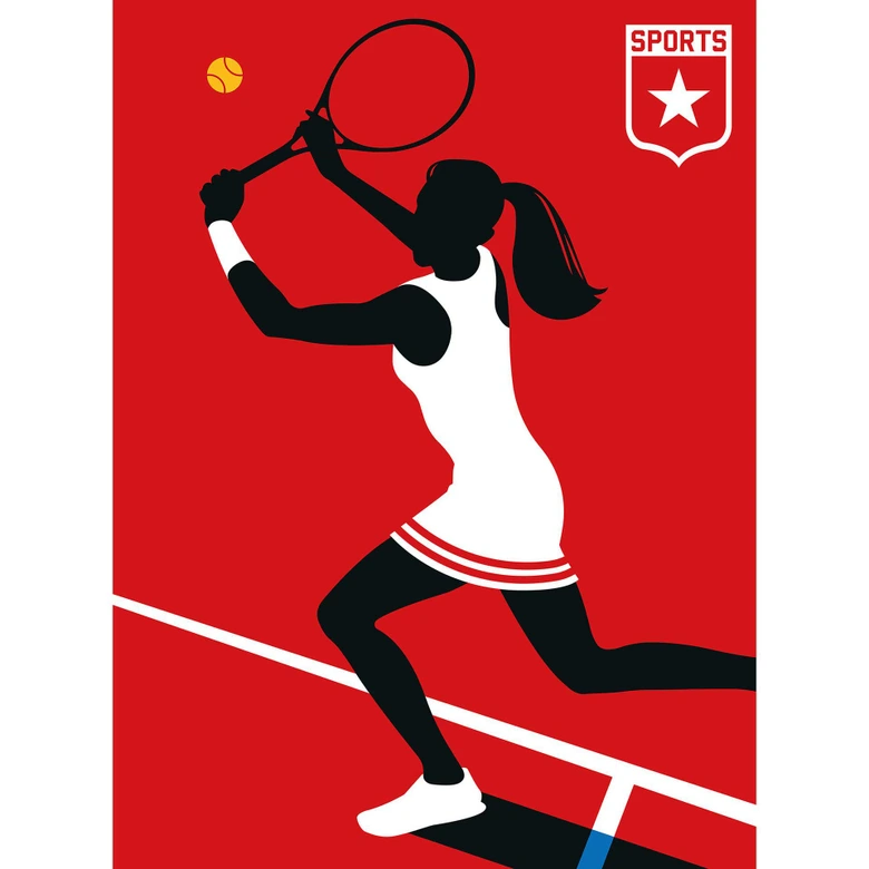 Livingwalls Fototapete ARTist Tennisplayer rot, schwarz, weiß 
