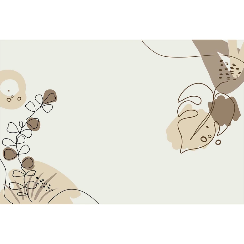 Livingwalls Fototapete ARTist Drawn Leaves mit gezeichneten Blättern beige, braun, creme 