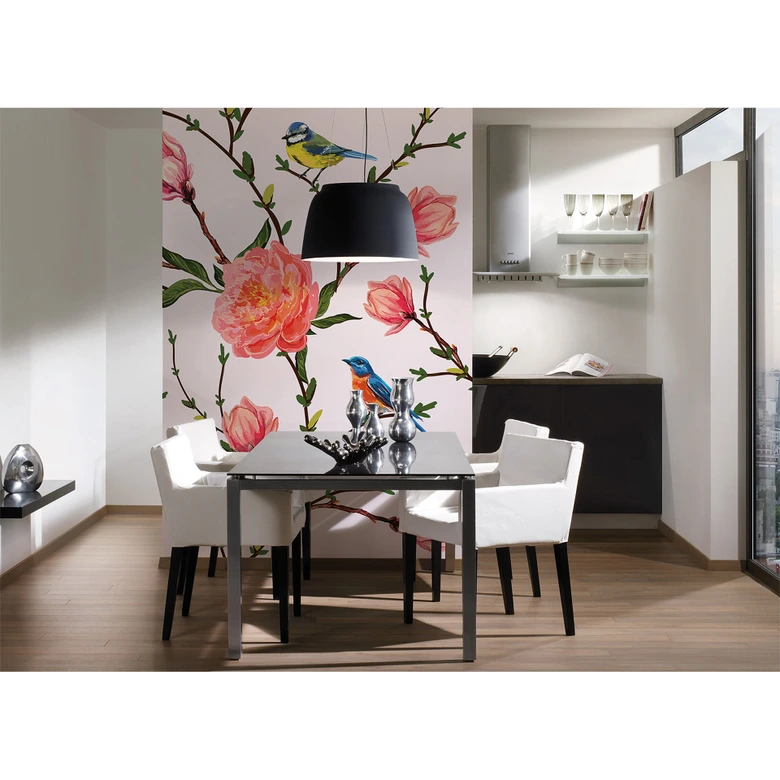 Livingwalls Fototapete Designwalls Little Birds Blumen 